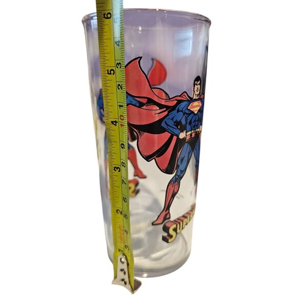 Superman DC Comics Glass 1999 Vintage 6" Clear Collector Drinking Cup Superhero - Picture 7 of 8